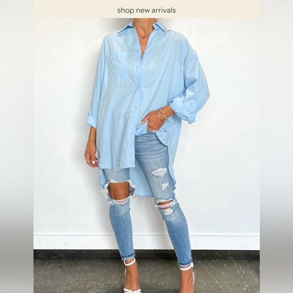 Shop Talulah Cotton Poplin Button Down Top - Picture 1 of 10